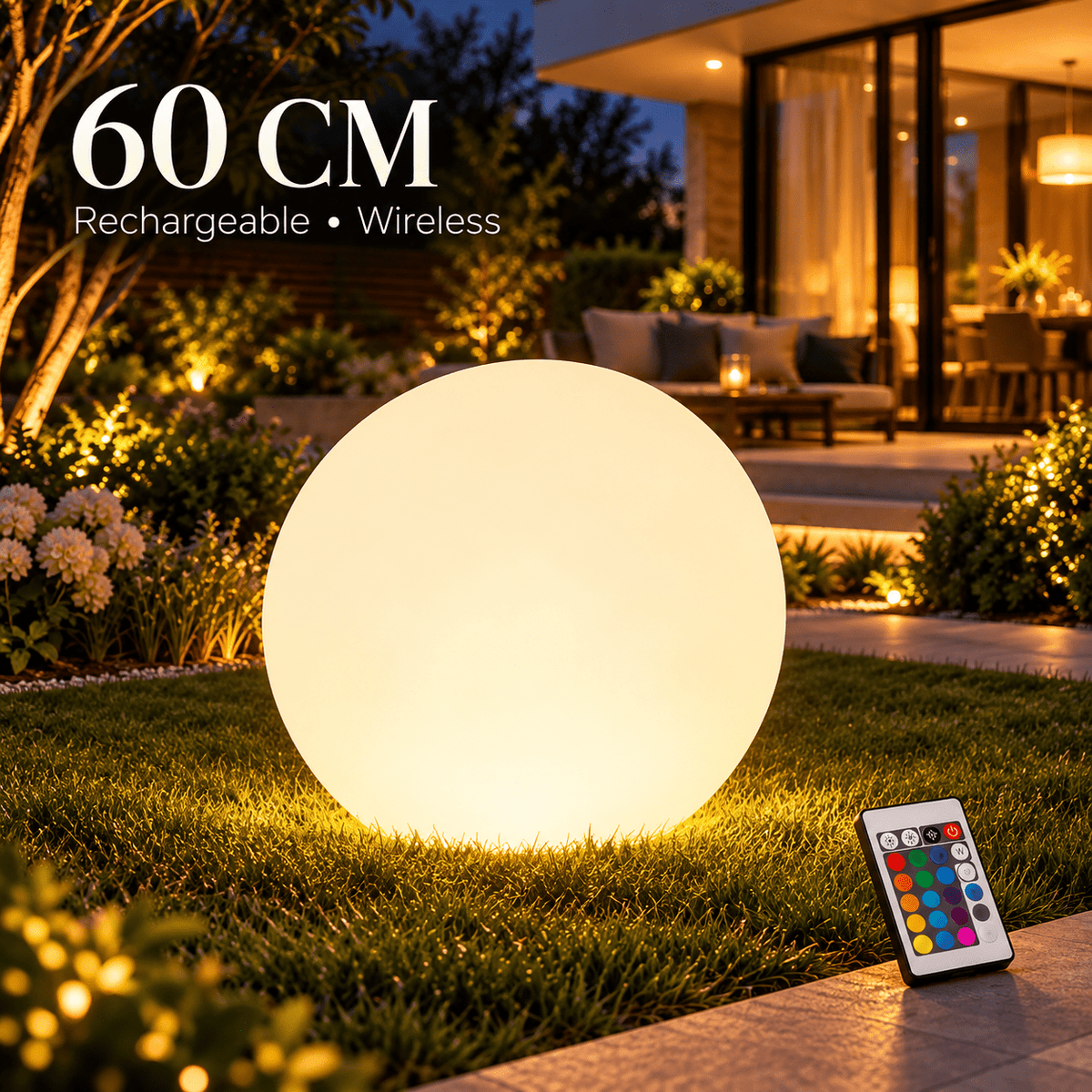 Rechargeable RGB Outdoor Floor Ball Lamp with Remote - SHAGHAF HOME