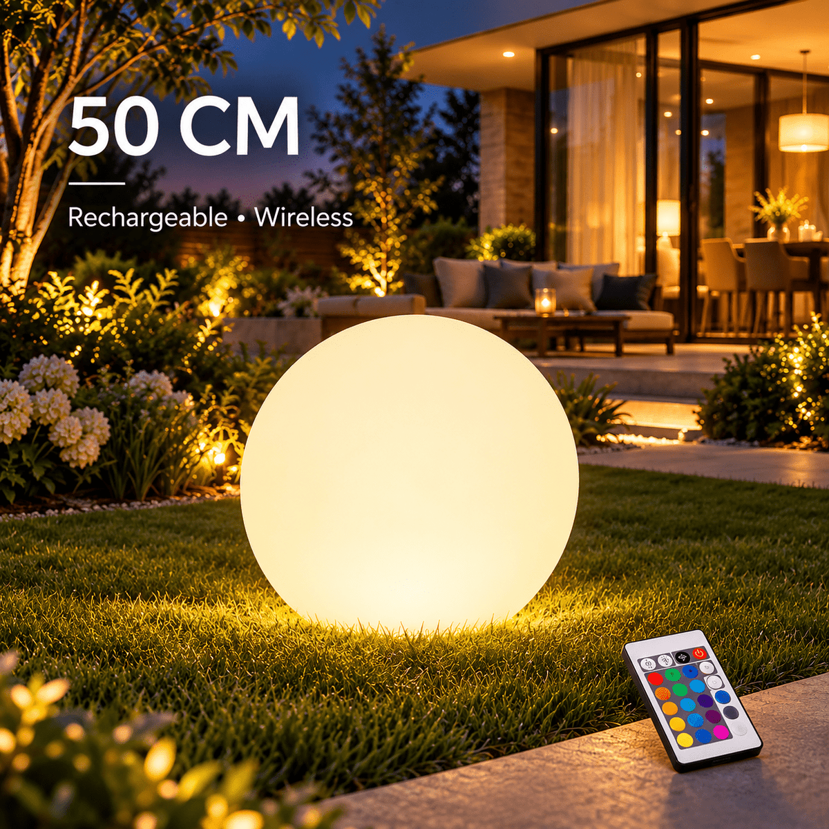 Rechargeable RGB Outdoor Floor Ball Lamp with Remote - SHAGHAF HOME