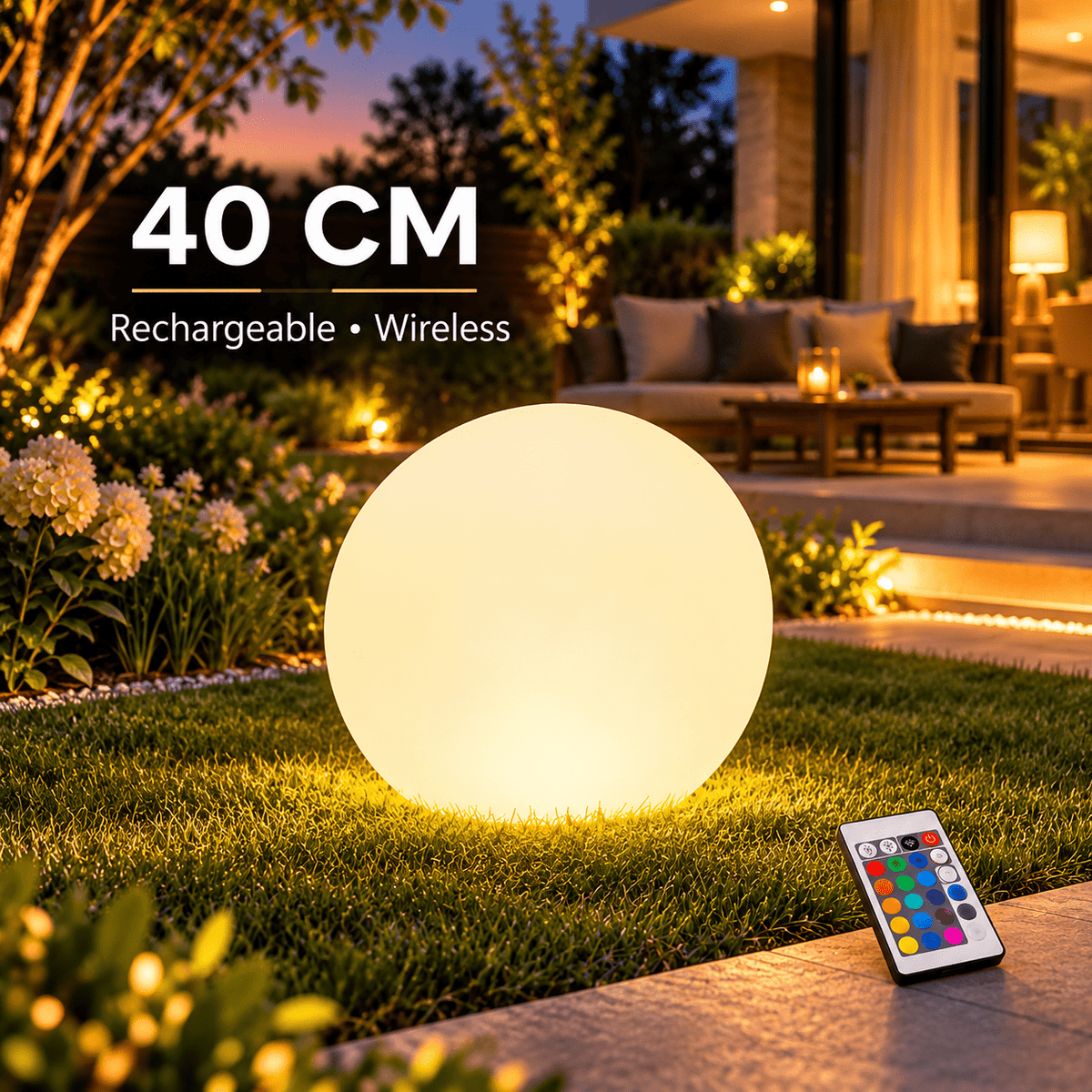 Rechargeable RGB Outdoor Floor Ball Lamp with Remote - SHAGHAF HOME