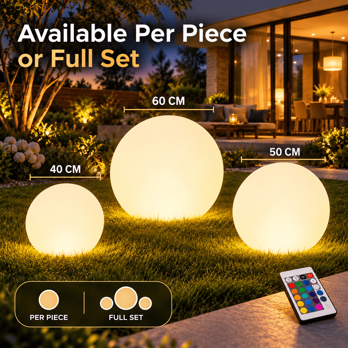 Rechargeable RGB Outdoor Floor Ball Lamp with Remote - SHAGHAF HOME