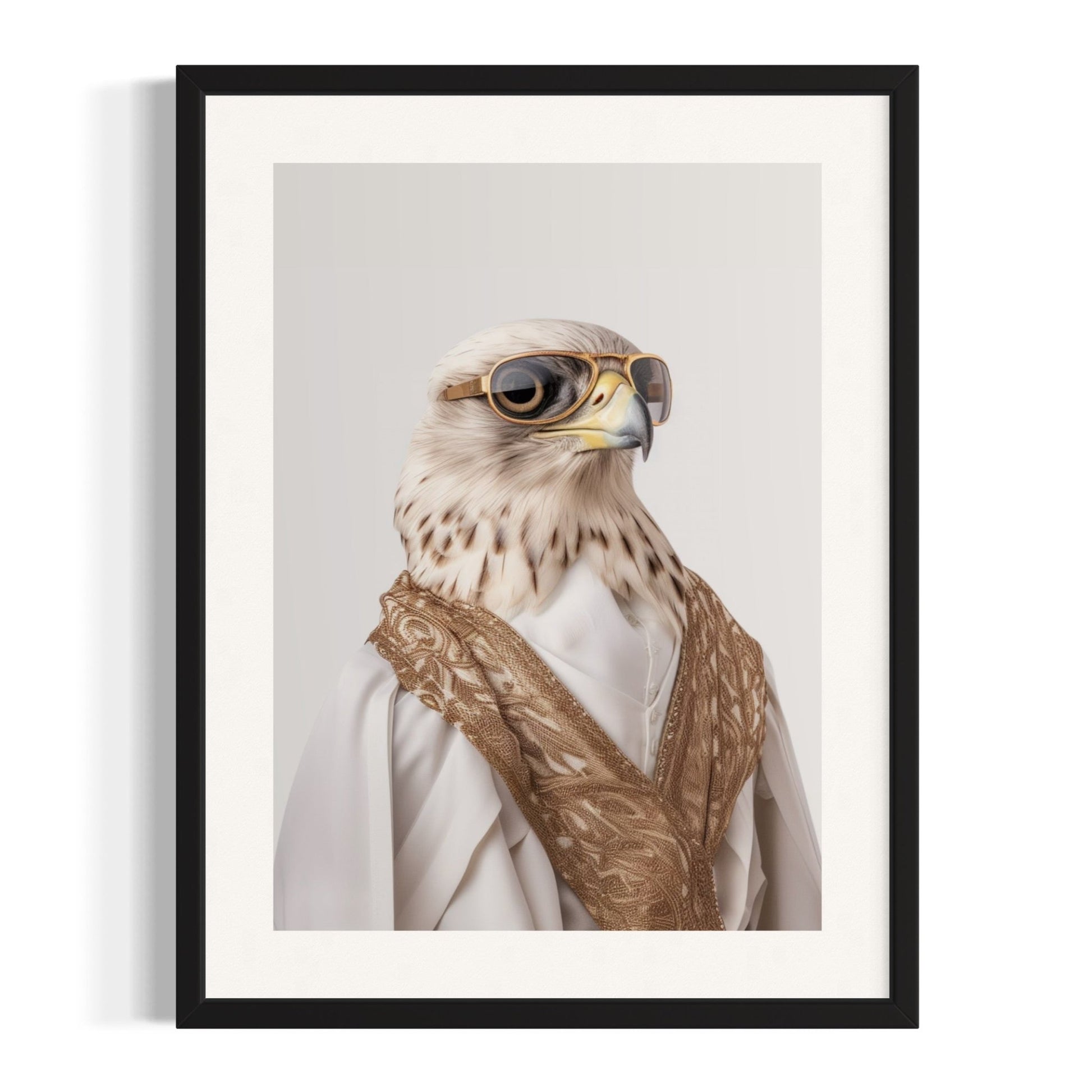 Regal Falcon in Traditional Elegance – Custom Framed Wall Art - SHAGHAF HOME