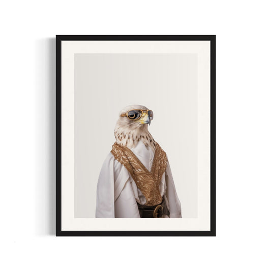 Regal White Falcon in Arabic Attire - SHAGHAF HOME