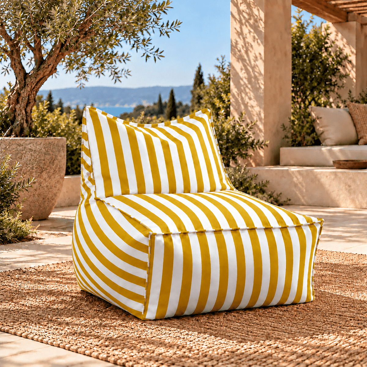 Riviera Stripe Outdoor Bean Bag Lounge Chair - SHAGHAF HOME