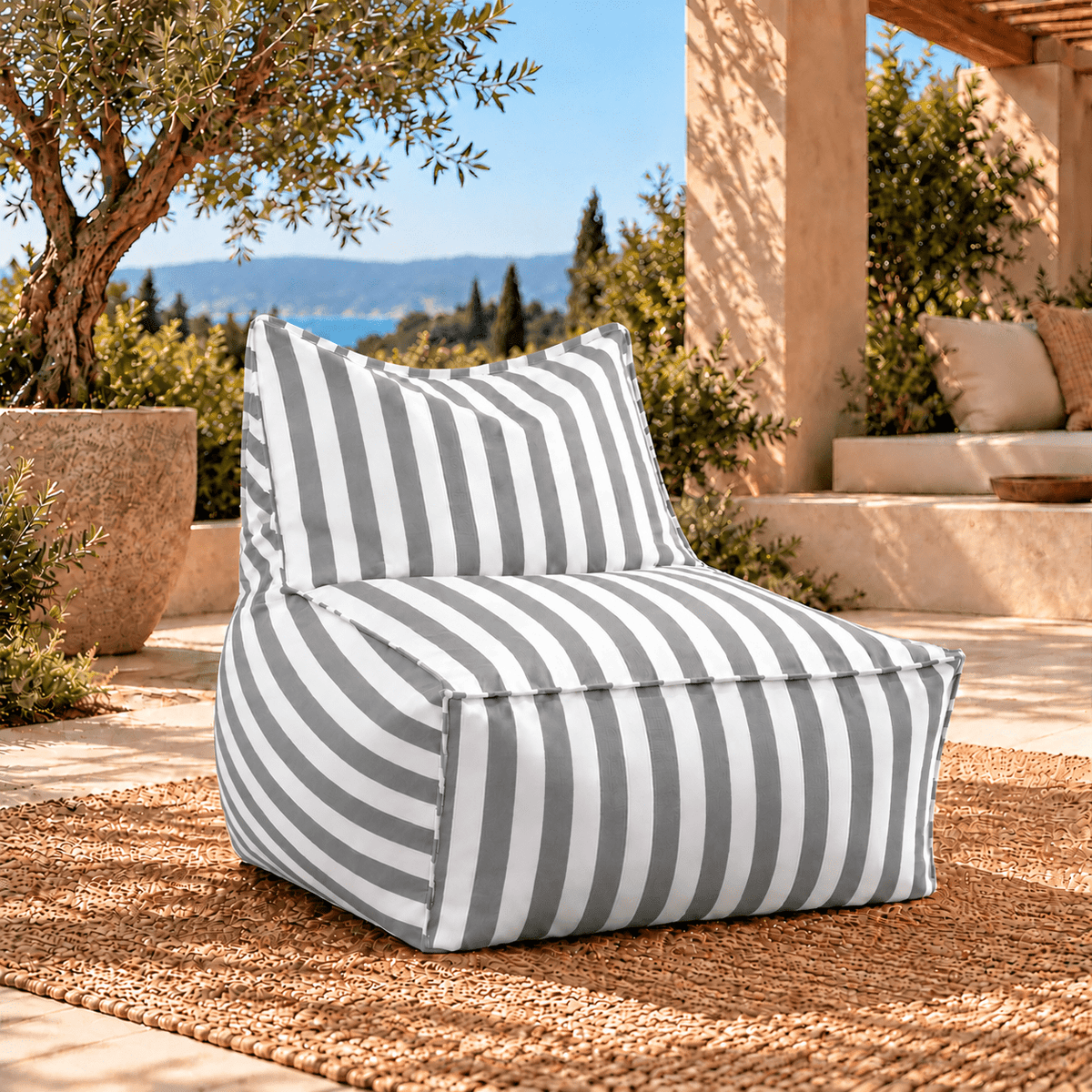 Riviera Stripe Outdoor Bean Bag Lounge Chair - SHAGHAF HOME