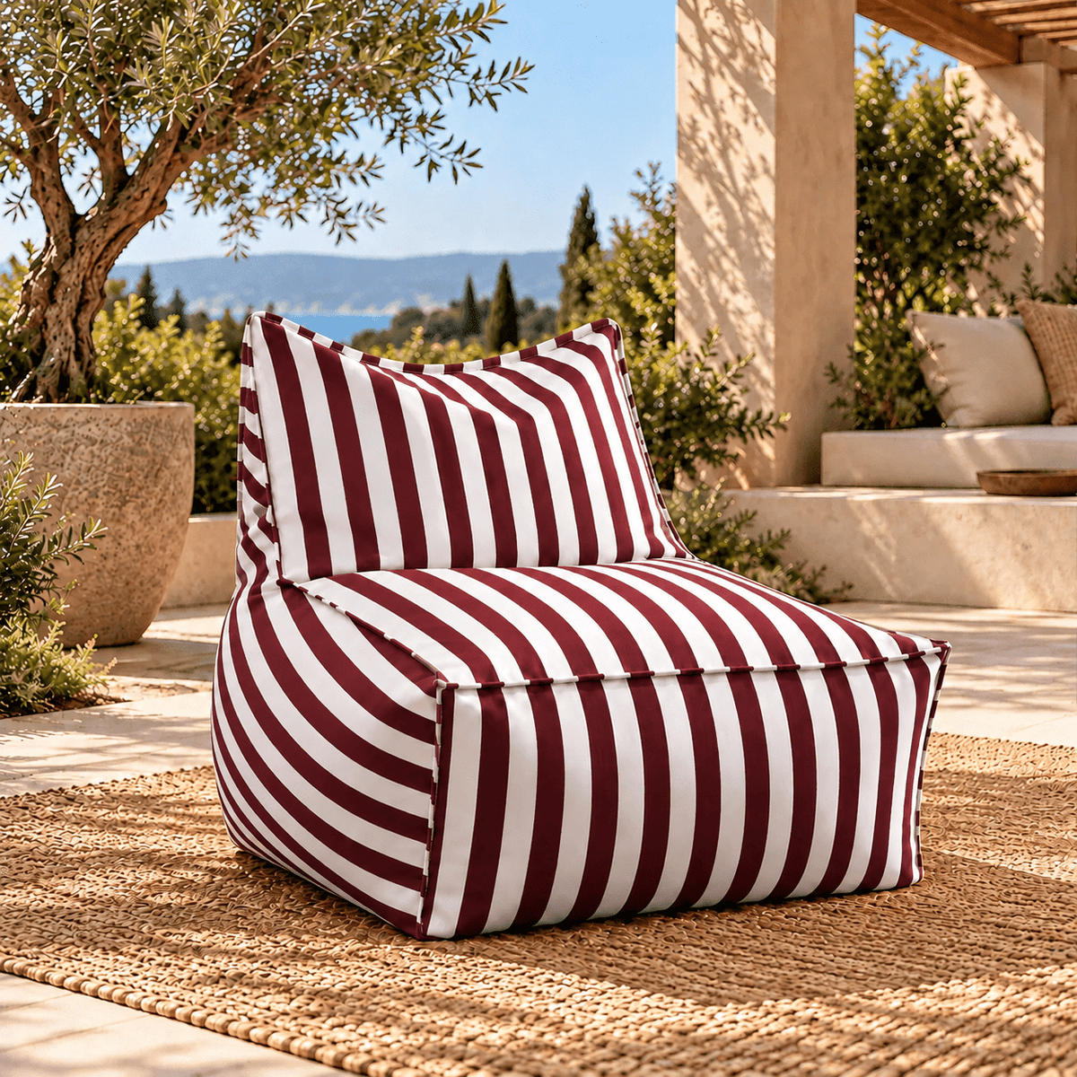 Riviera Stripe Outdoor Bean Bag Lounge Chair - SHAGHAF HOME