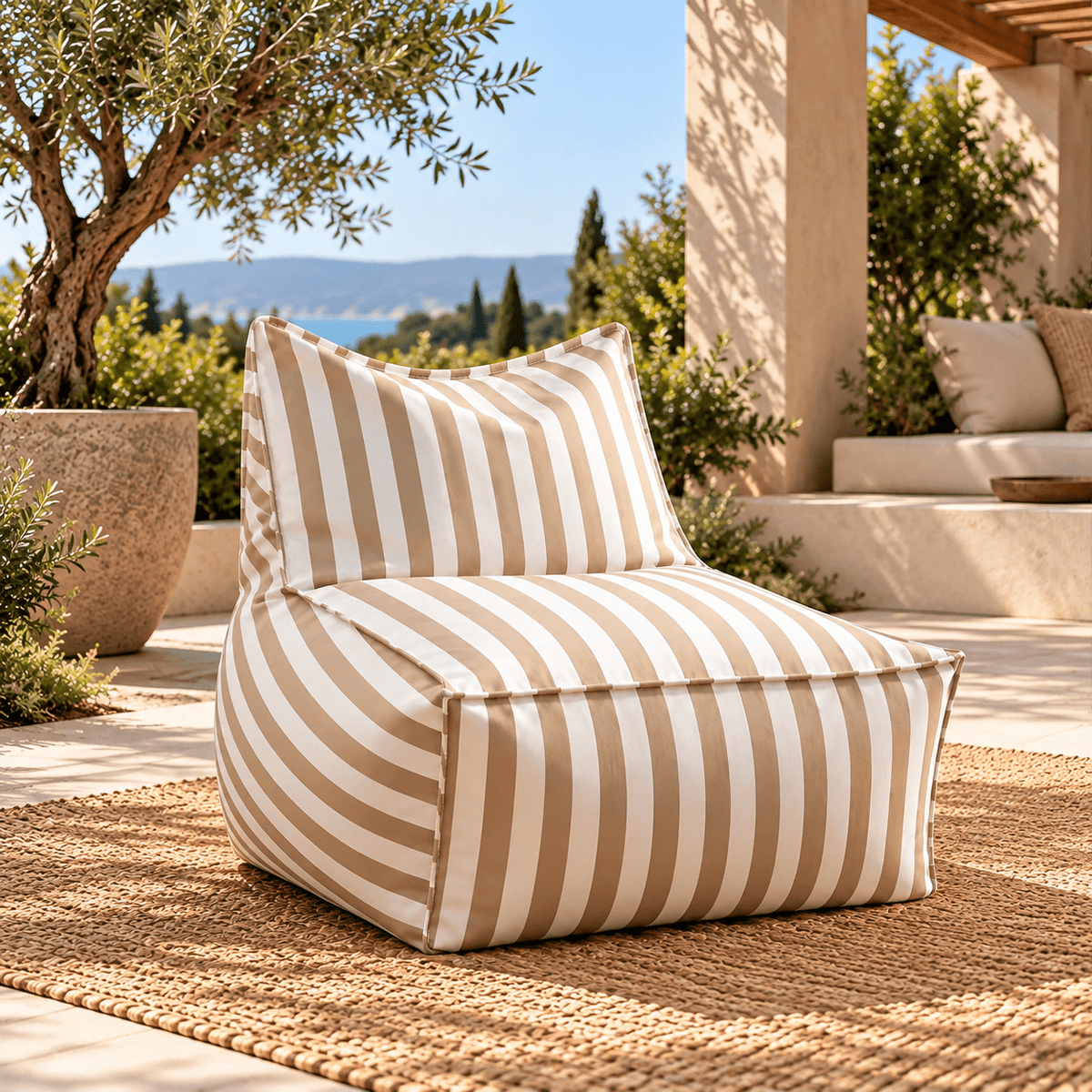 Riviera Stripe Outdoor Bean Bag Lounge Chair - SHAGHAF HOME
