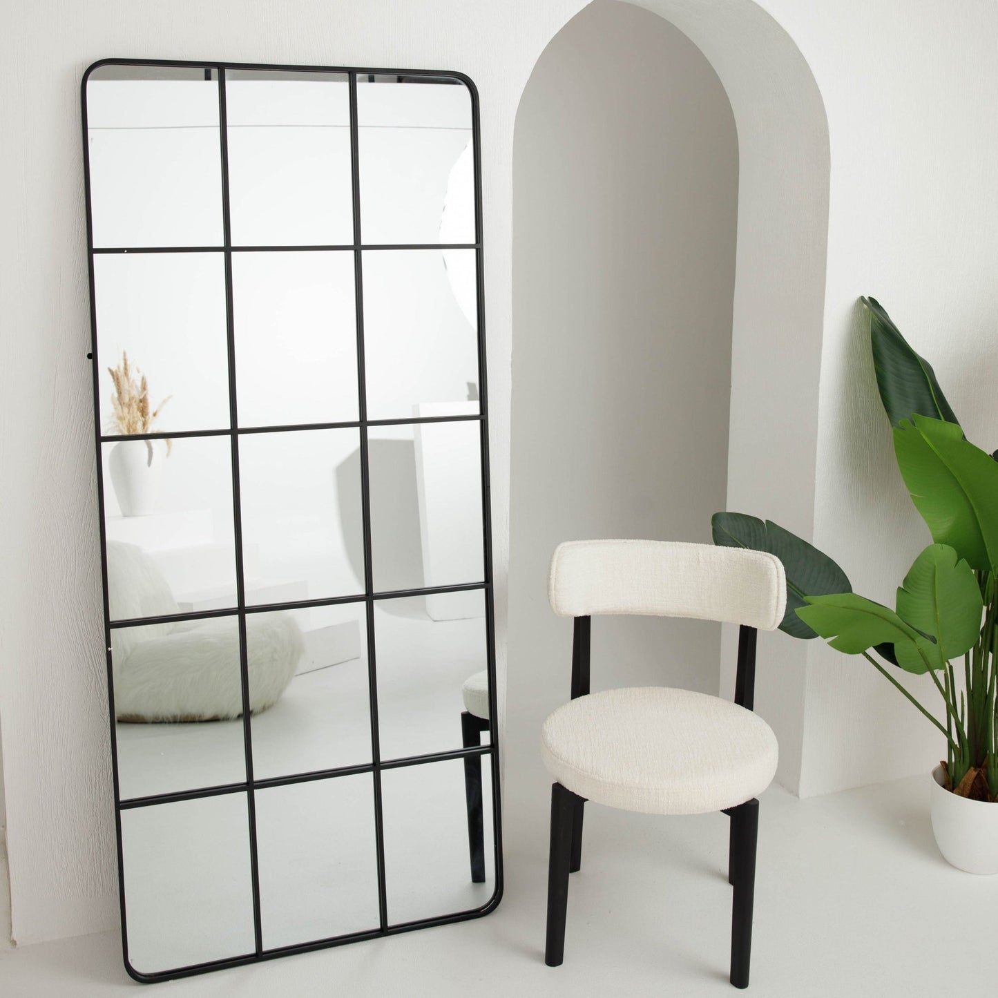 Rounded corners full length window Mirror - SHAGHAF HOME