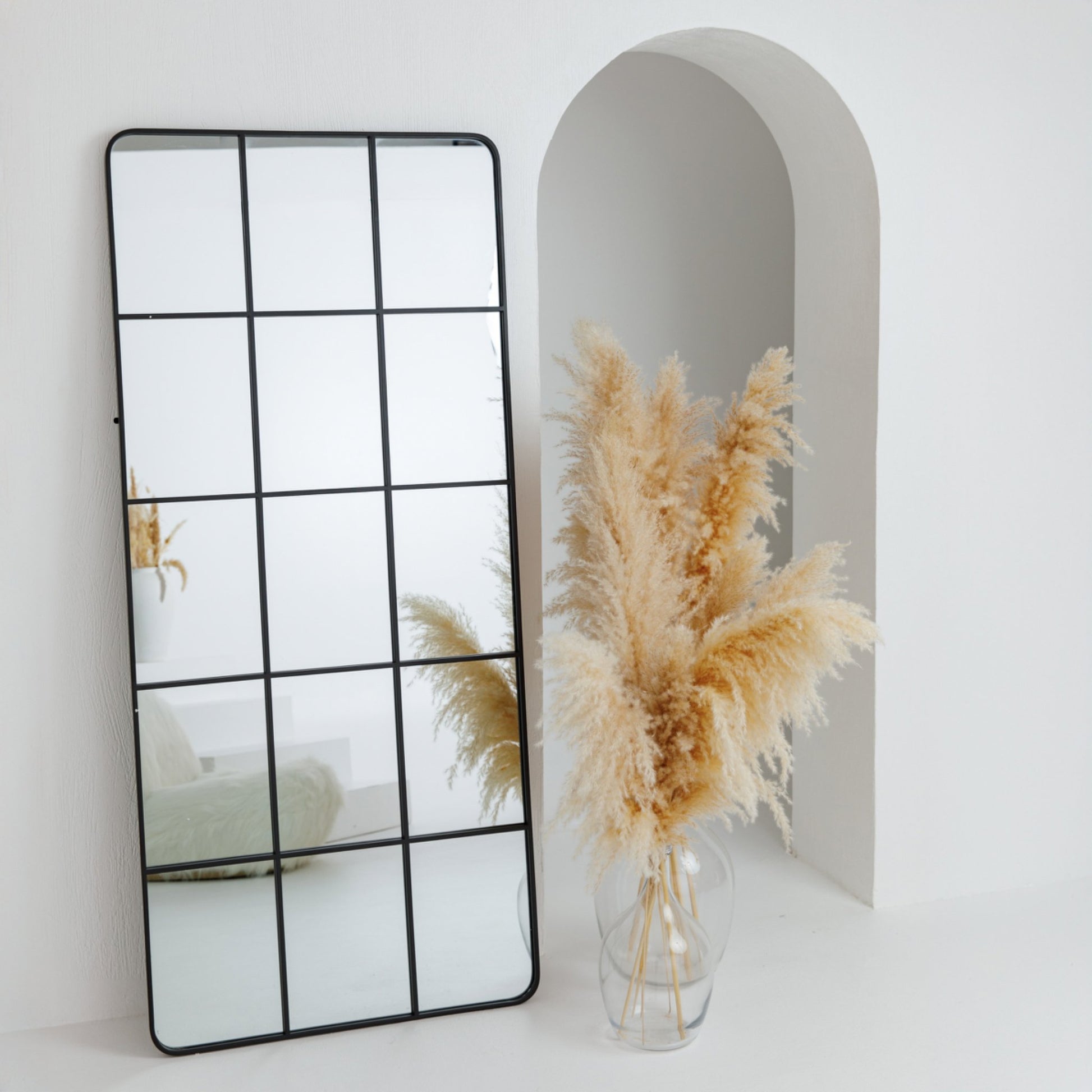 Rounded corners full length window Mirror - SHAGHAF HOME