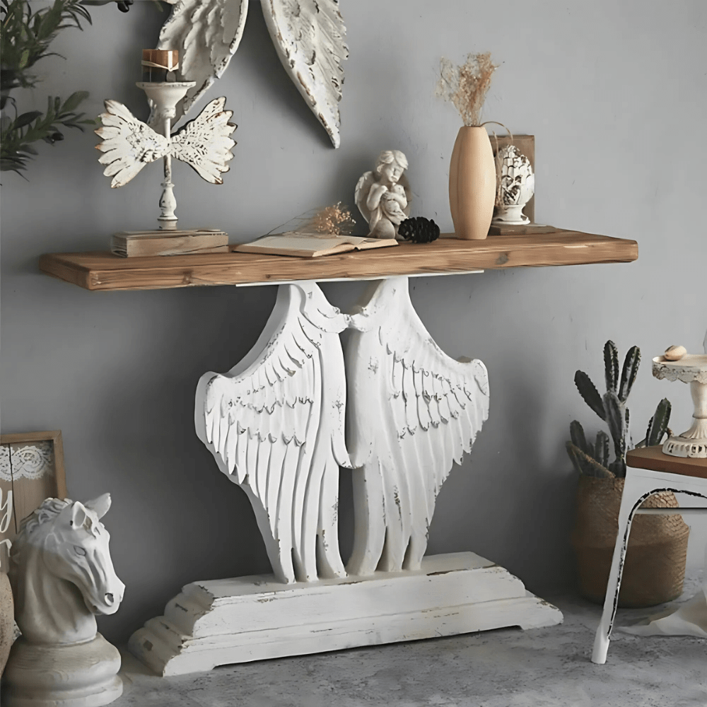 Rustic Angel Wing Console Table – French Country Hallway Accent - SHAGHAF HOME