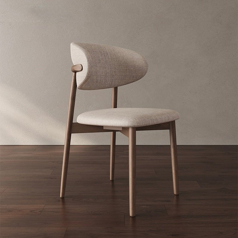 Scandinavian Dining Chair – Beige Linen Upholstery - SHAGHAF HOME