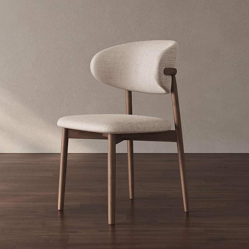 Scandinavian Dining Chair – Beige Linen Upholstery - SHAGHAF HOME