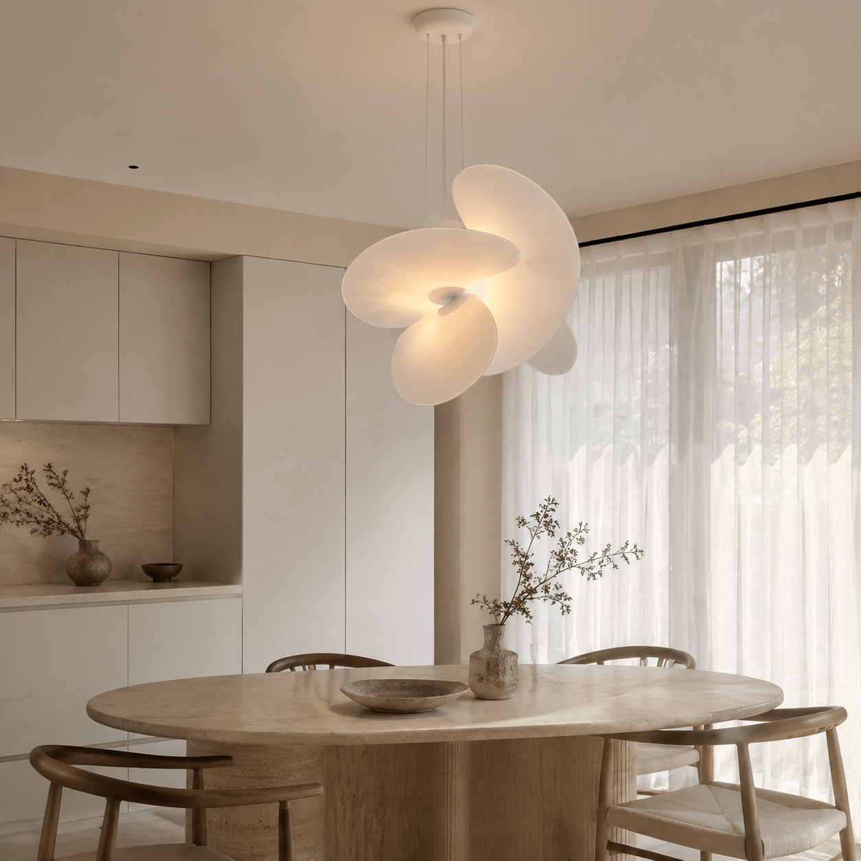 Sculptural Silk Fabric Pendant Light – 60 cm & 80 cm - SHAGHAF HOME
