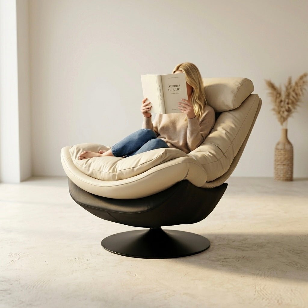 Sereno Swivel Lounge Chair (leather fabric) - SHAGHAF HOME