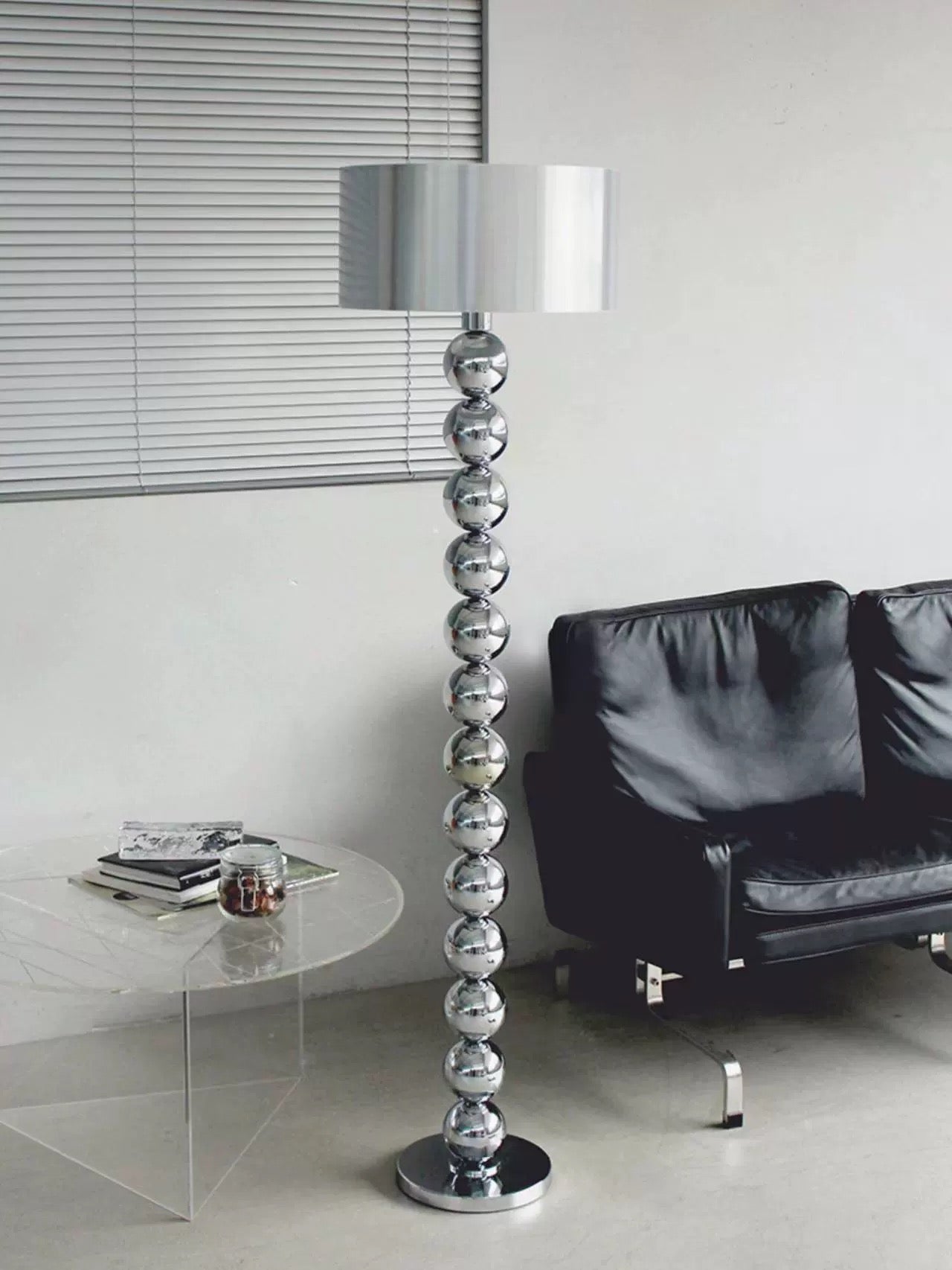 Shine and style silver beaded floor lamp - SHAGHAF HOME