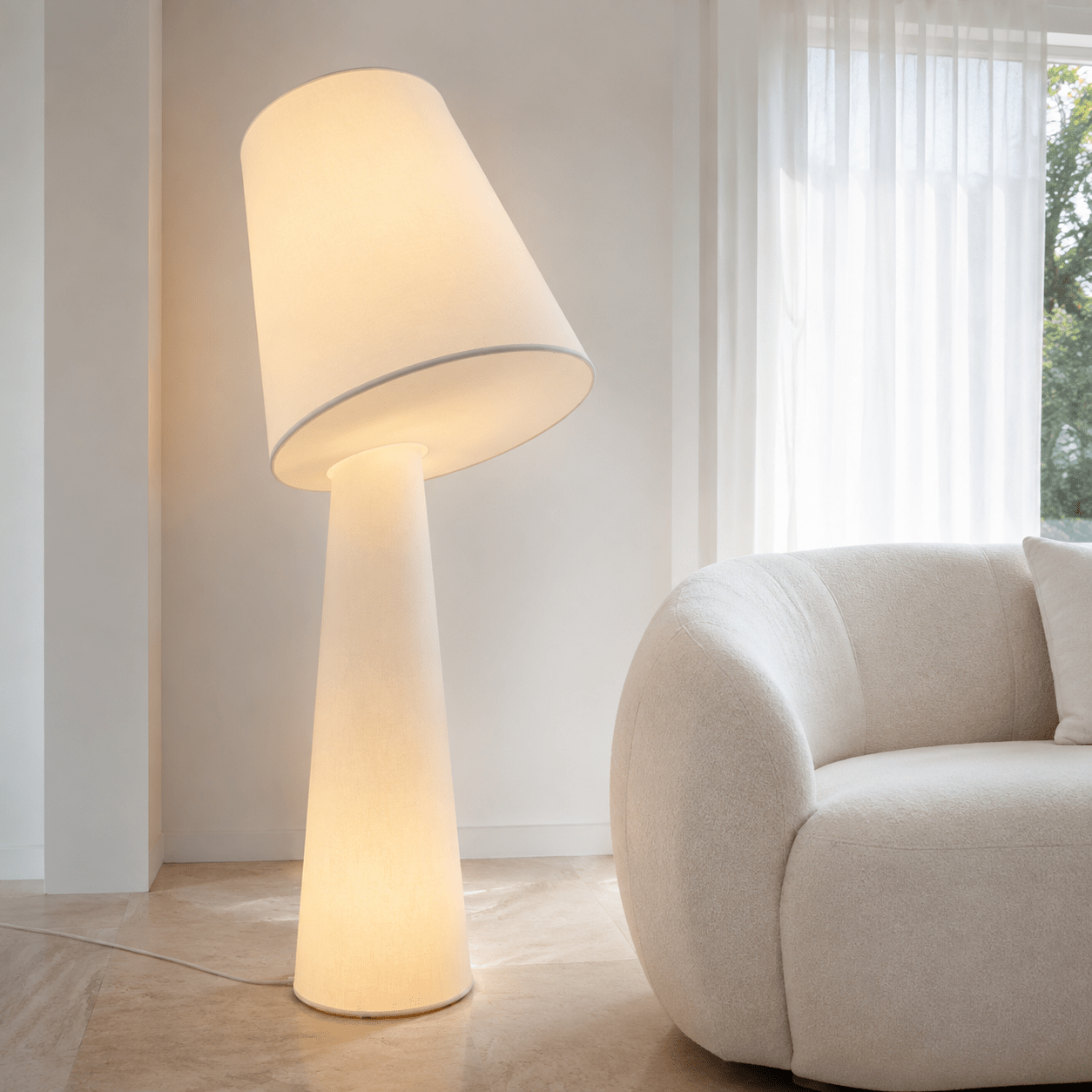 Solenne Sculptural Fabric Floor Lamp - SHAGHAF HOME