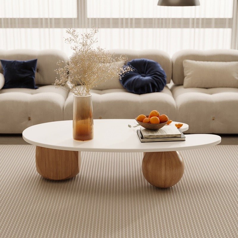 Solid Wood Oval Coffee Table - SHAGHAF HOME