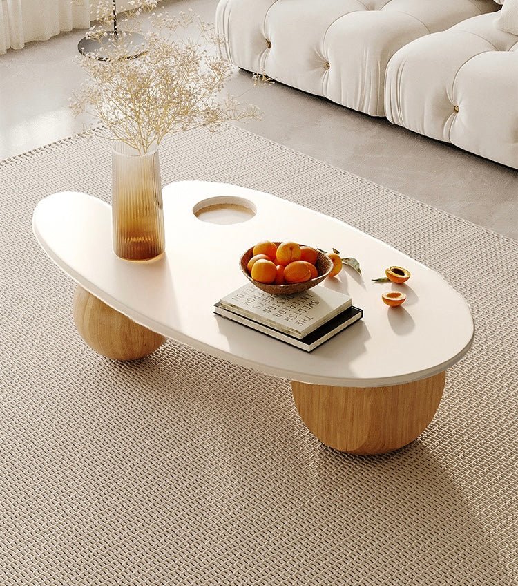 Solid Wood Oval Coffee Table - SHAGHAF HOME