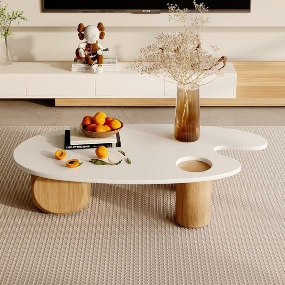 Solid Wood Oval Coffee Table - SHAGHAF HOME