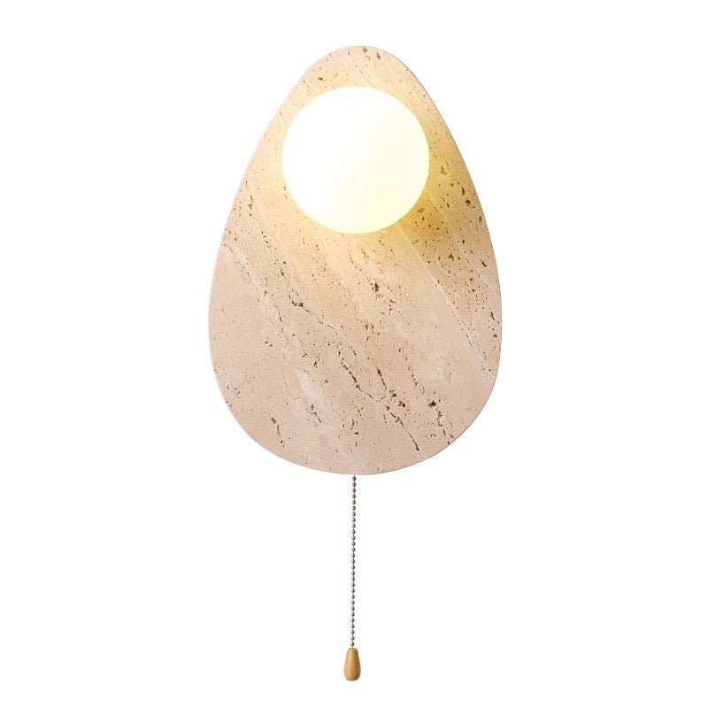 Teardrop Travertine Wall Lamp with Pull Chain - SHAGHAF HOME