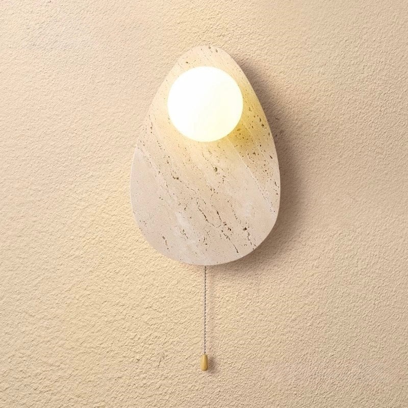 Teardrop Travertine Wall Lamp with Pull Chain - SHAGHAF HOME