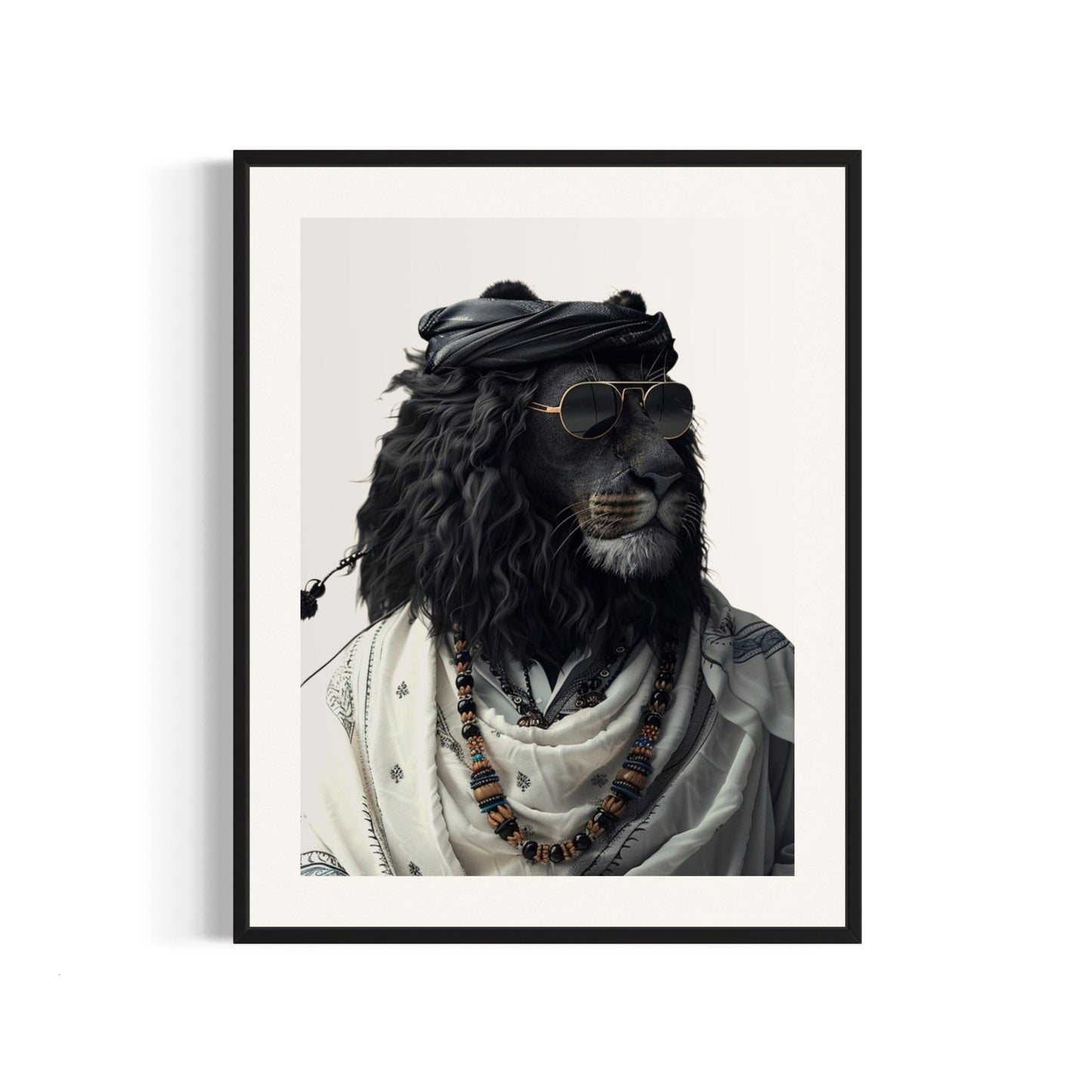 Title: The Regal Roar – Lion in Traditional Attire - SHAGHAF HOME