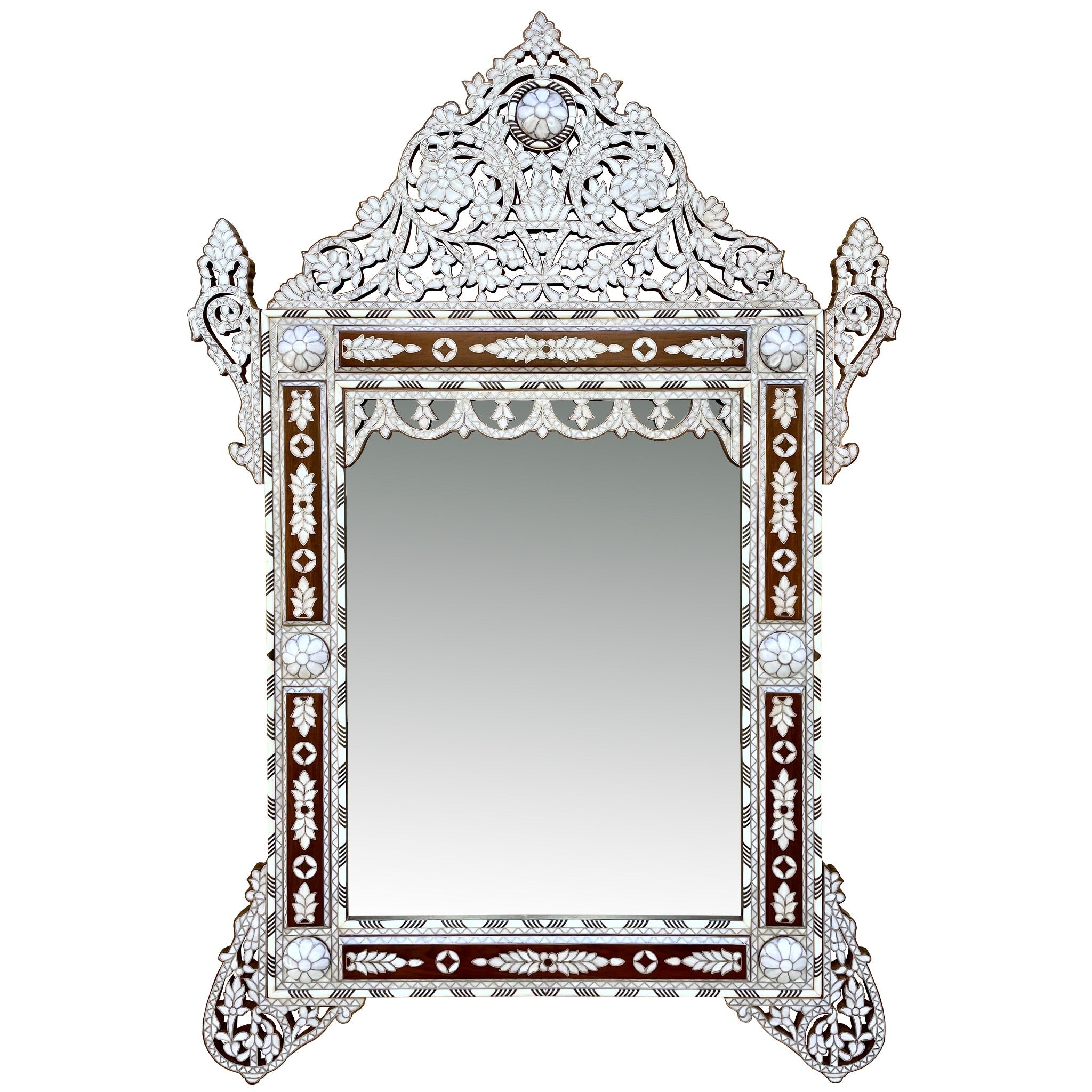 Traditional Damascus Mother of Pearl Mirror - Ornate Seven Dome Design - SHAGHAF HOME