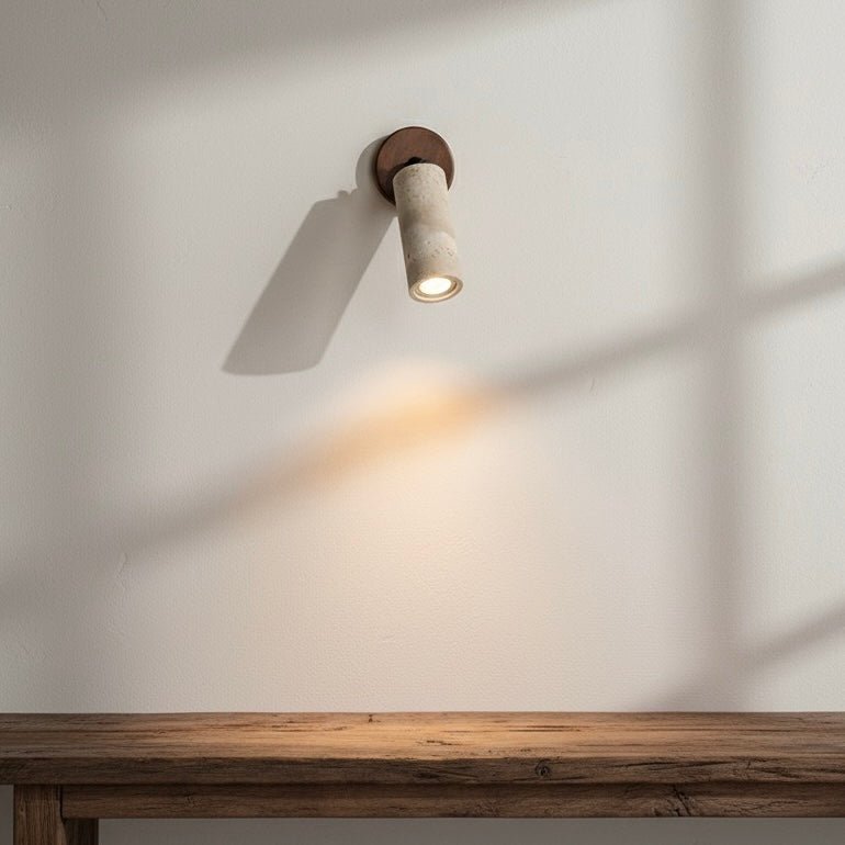 Travertine Cylinder Adjustable Wall Spotlight - SHAGHAF HOME