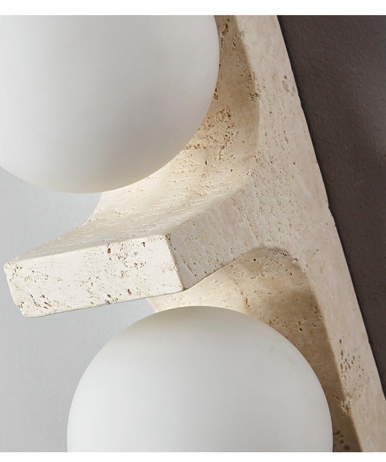 Vertical Dual Globe Travertine Wall Lamp – 50cm - SHAGHAF HOME