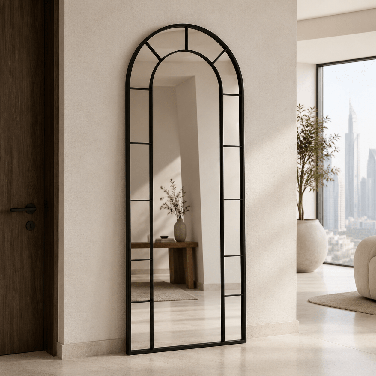 Veyra Black Arched Window Mirror - SHAGHAF HOME