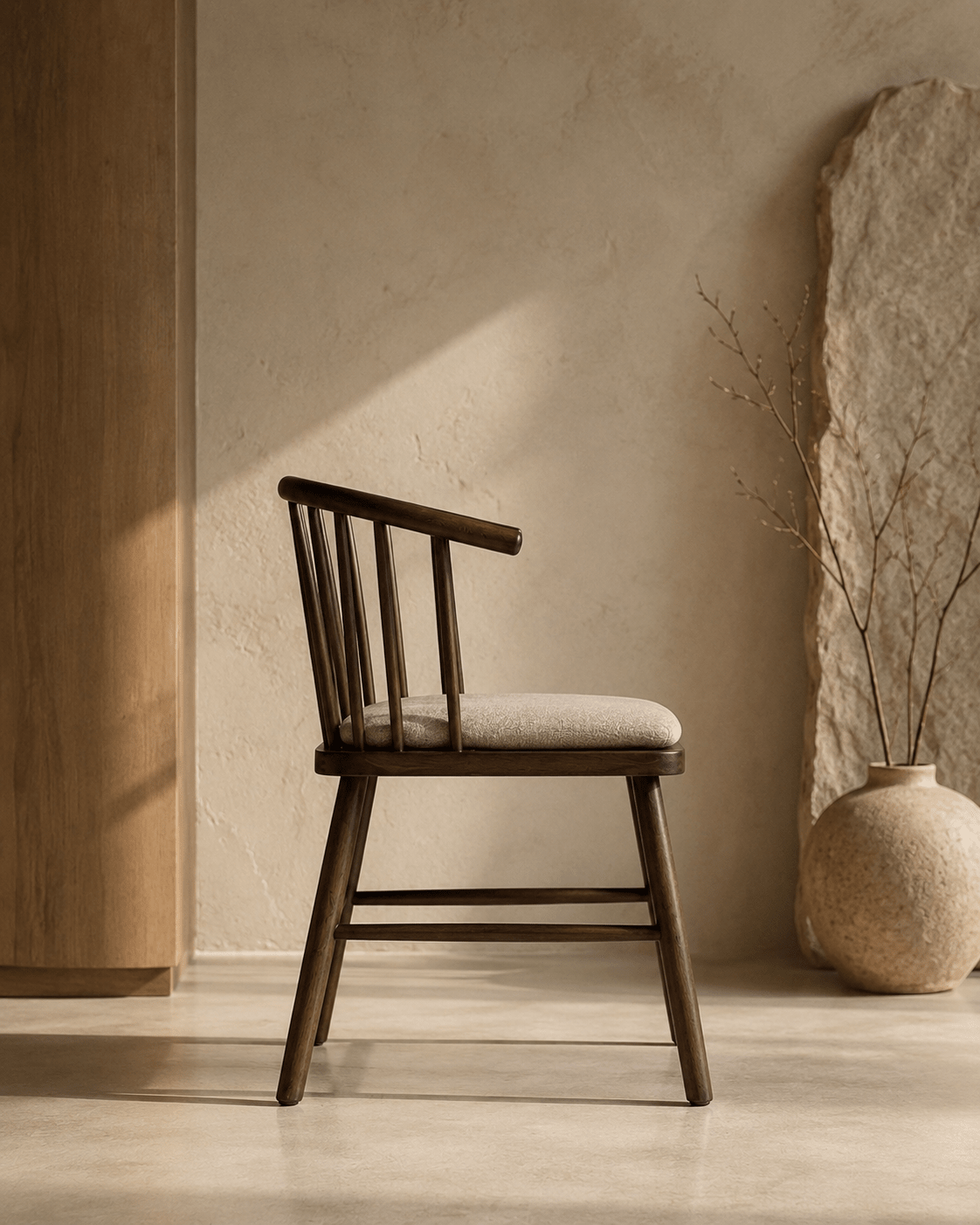 Vintage Curve Wooden Dining Chair – Natural Elegance & Comfort - SHAGHAF HOME