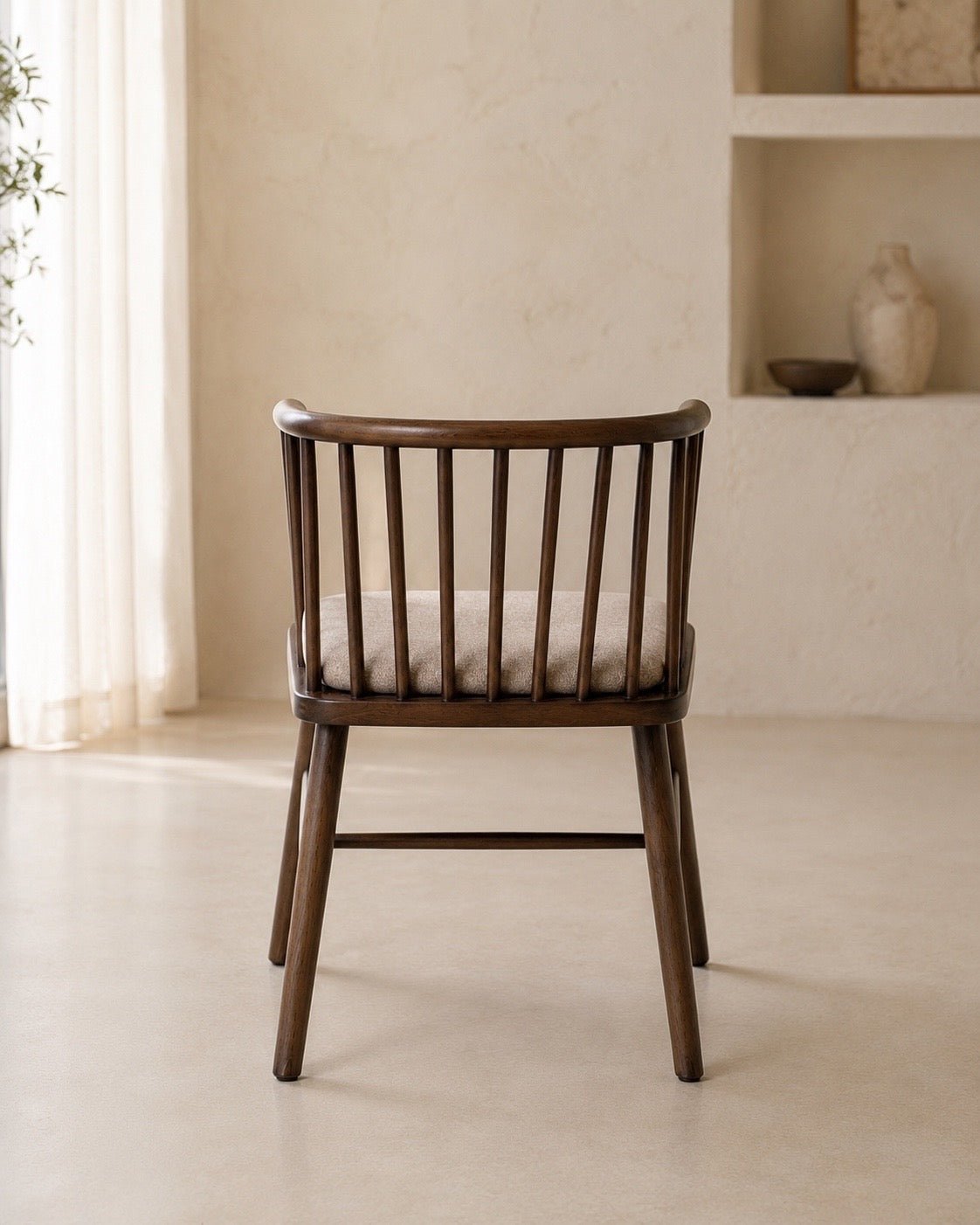 Vintage Curve Wooden Dining Chair – Natural Elegance & Comfort - SHAGHAF HOME