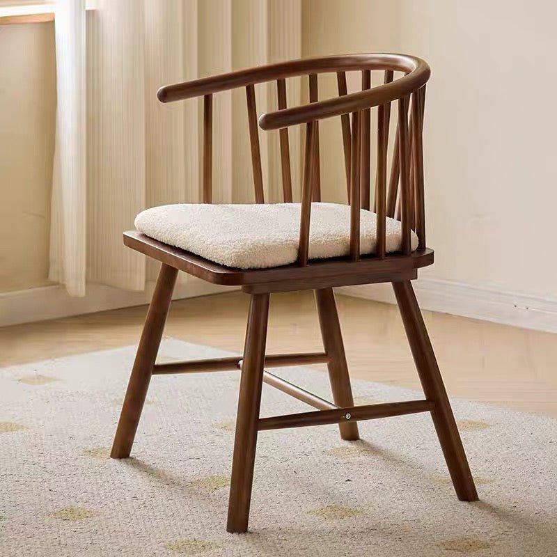 Vintage Curve Wooden Dining Chair – Natural Elegance & Comfort - SHAGHAF HOME