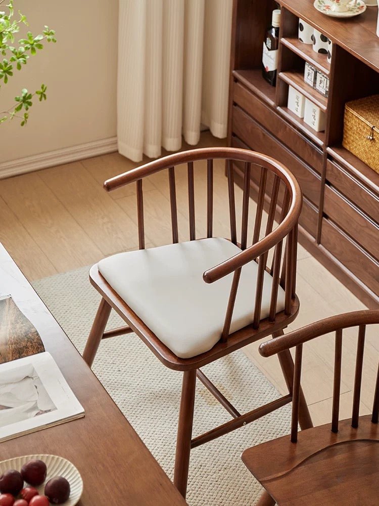 Vintage Curve Wooden Dining Chair – Natural Elegance & Comfort - SHAGHAF HOME