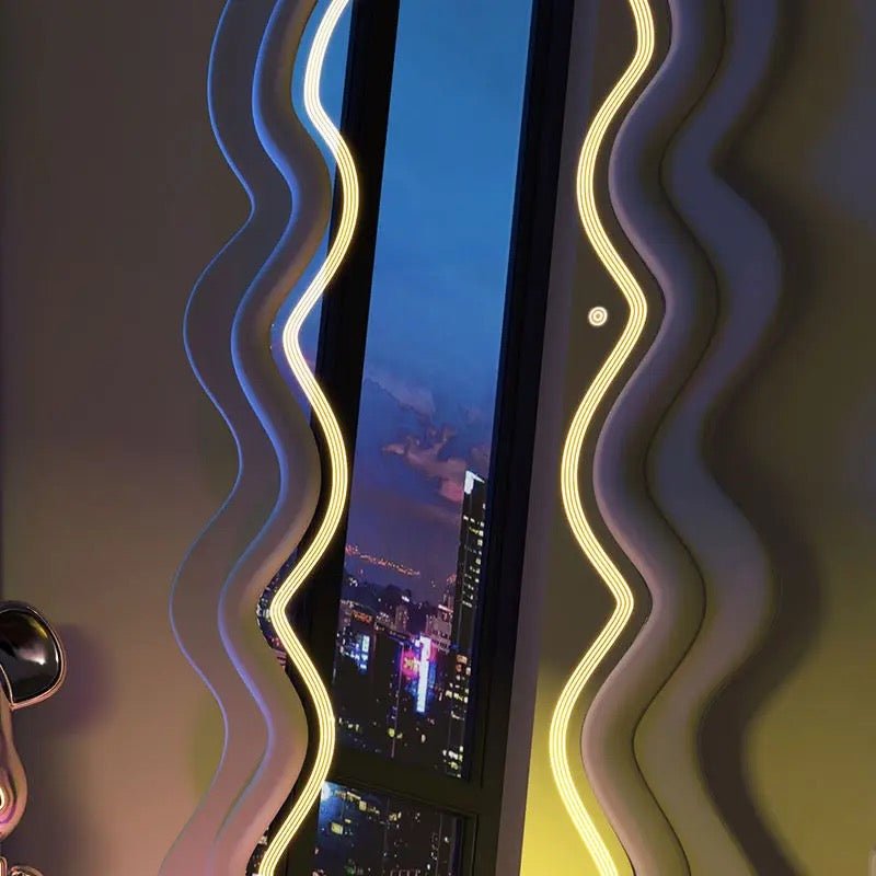Wavy Fabric LED Free standing Mirror - SHAGHAF HOME
