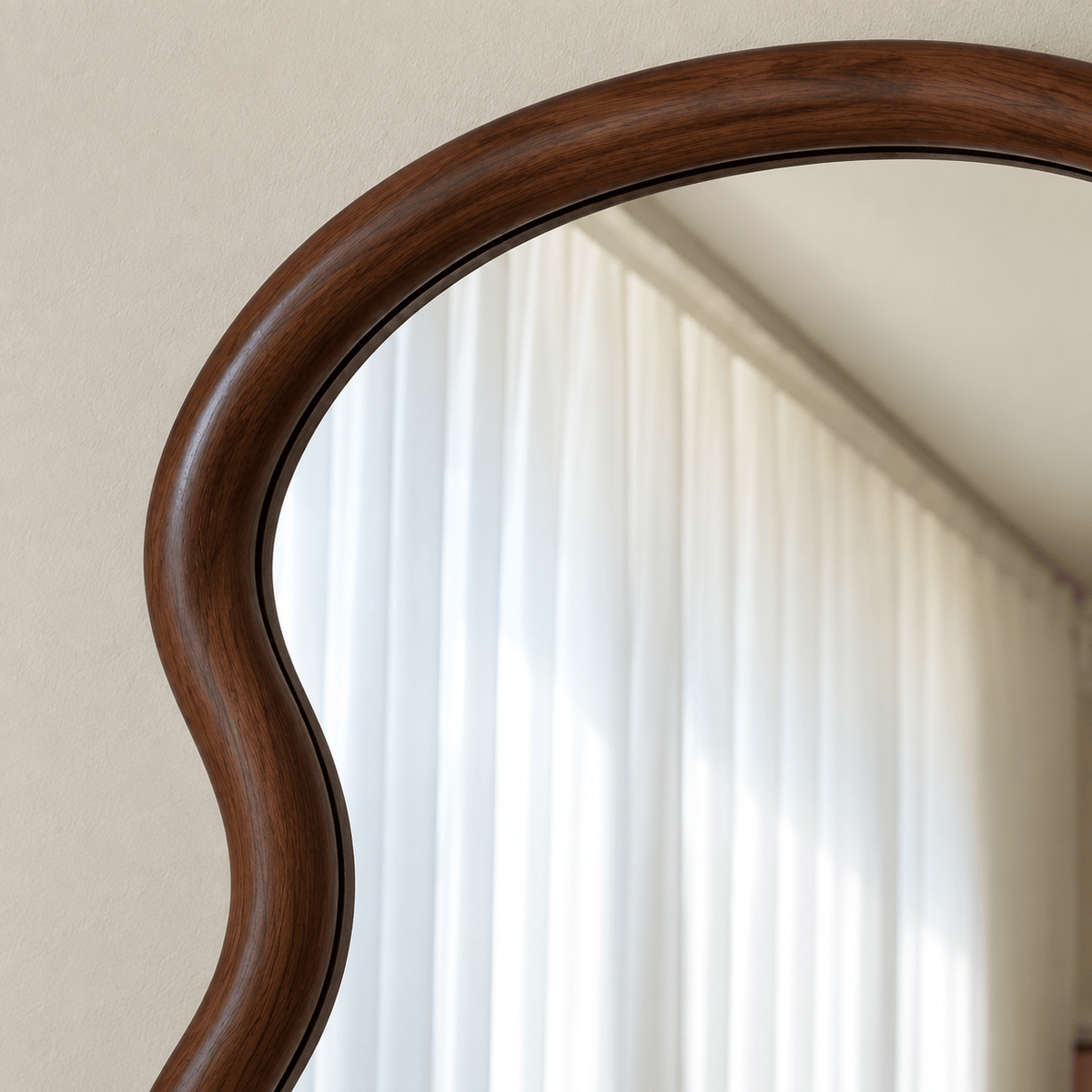 Wavy Full-Length Floor Mirror with Wooden Frame & Stand 175×80 cm - SHAGHAF HOME