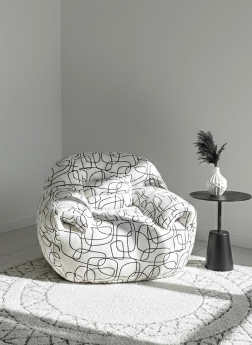 White and black Compressed Modern Lounge Sofa – 110 cm - SHAGHAF HOME