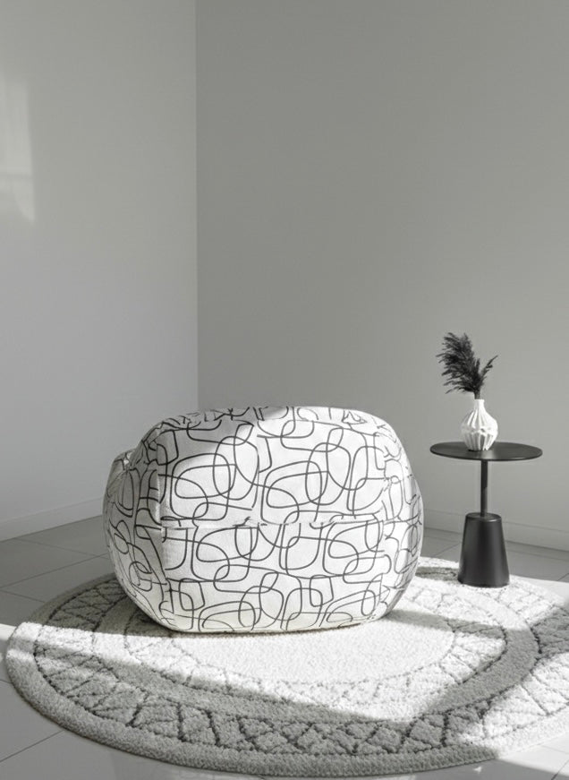 White and black Compressed Modern Lounge Sofa – 110 cm - SHAGHAF HOME