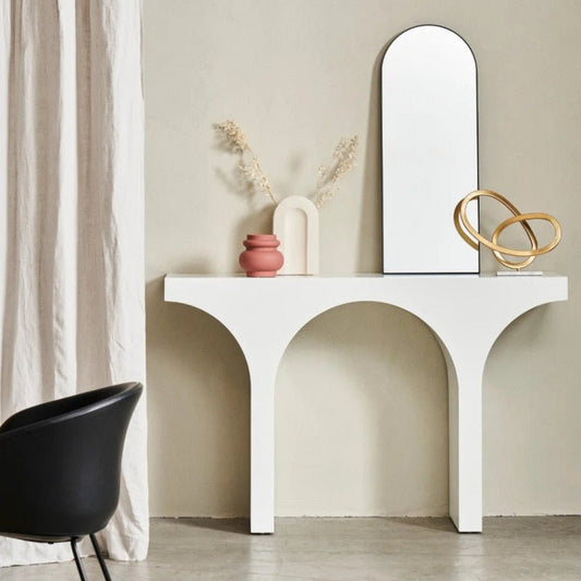 White Arched Console Table – Elegant Minimalist Design - SHAGHAF HOME