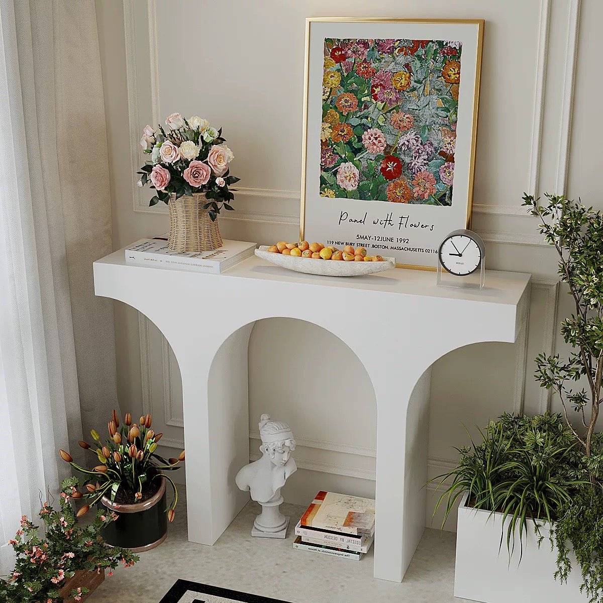 White Arched Console Table – Elegant Minimalist Design - SHAGHAF HOME