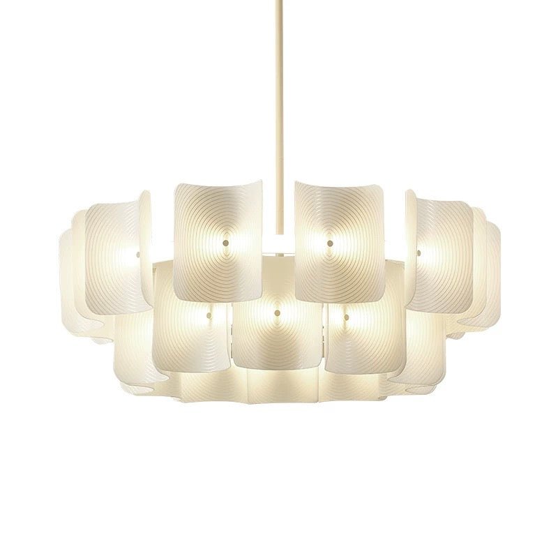 White Ripple LED Chandelier – Modern Metal & Acrylic Design with Remote Control - SHAGHAF HOME