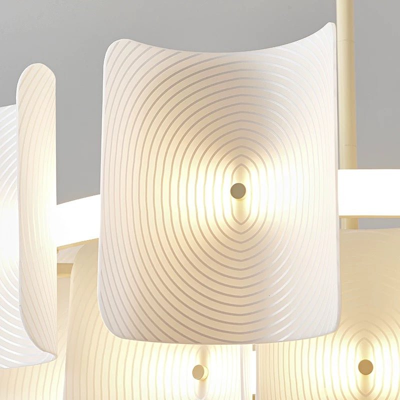 White Ripple LED Chandelier – Modern Metal & Acrylic Design with Remote Control - SHAGHAF HOME