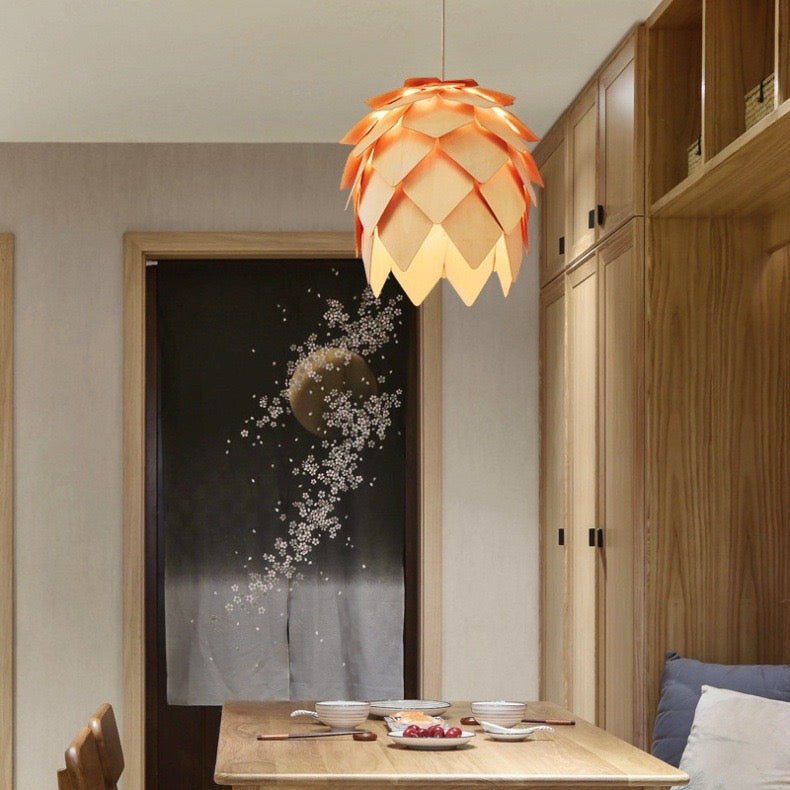 Wood pinecone pendant light - SHAGHAF HOME