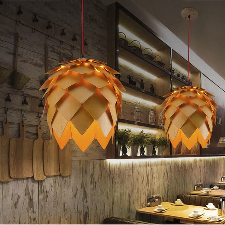 Wood pinecone pendant light - SHAGHAF HOME