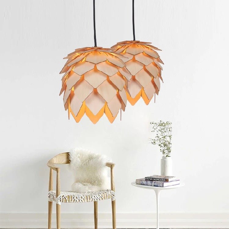 Wood pinecone pendant light - SHAGHAF HOME