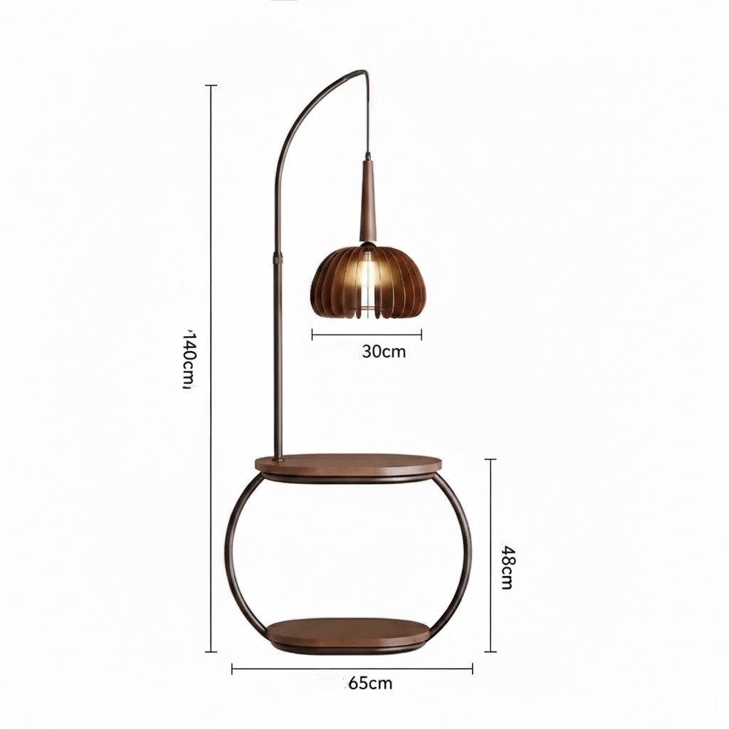 Wooden Floor Lamp with Built - in Side Table - SHAGHAF HOME