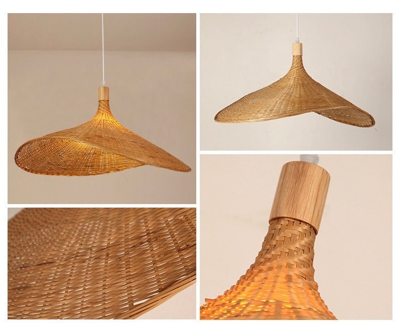 Woven Bamboo modern hat style pendant lamp - SHAGHAF HOME