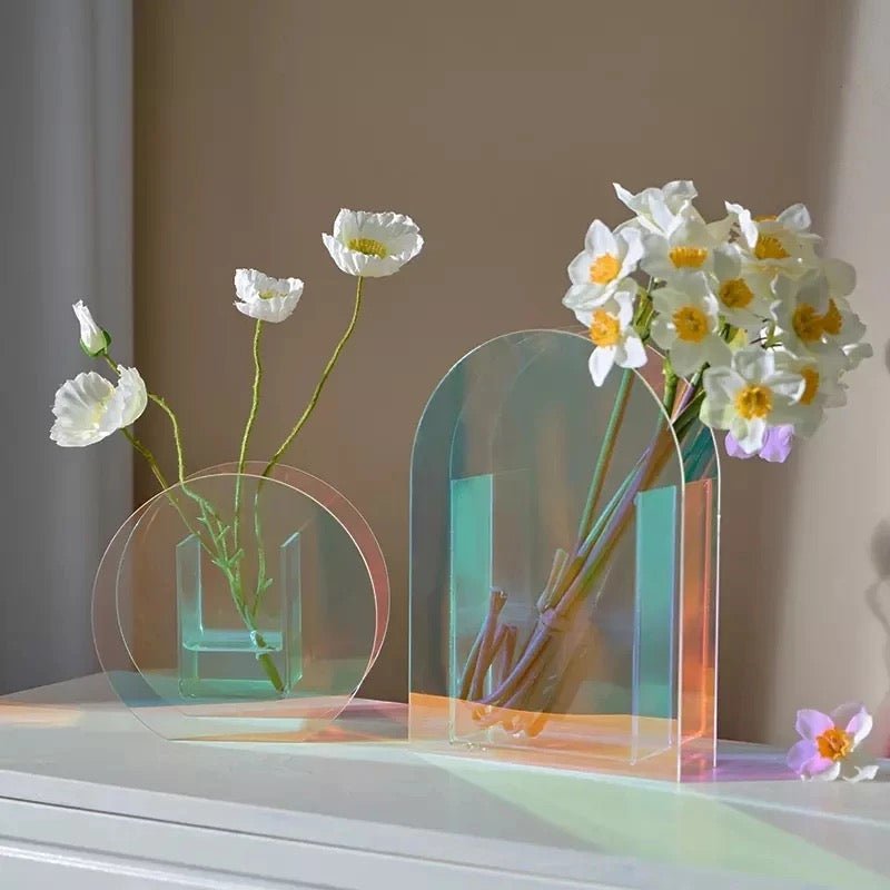 Acrylic rainbow decoration flowers Vases - SHAGHAF HOME