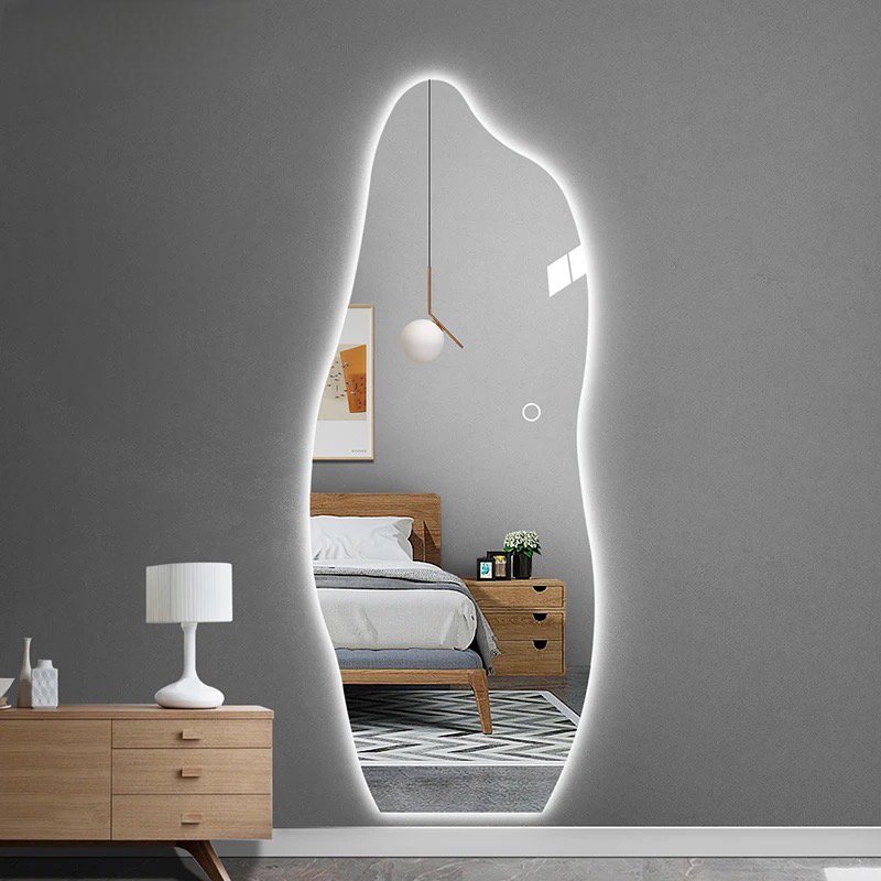 Backlit irregular shape frameless wall Mirror - SHAGHAF HOME