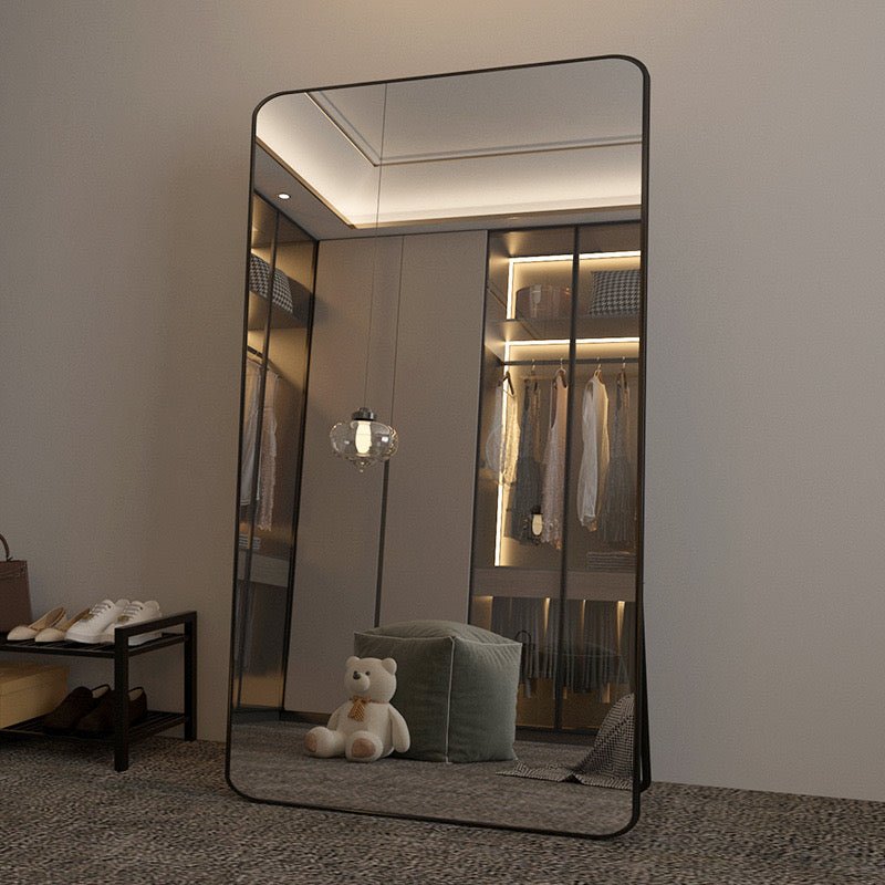 Black rectangular aluminum floor Mirror 114416 - SHAGHAF HOME