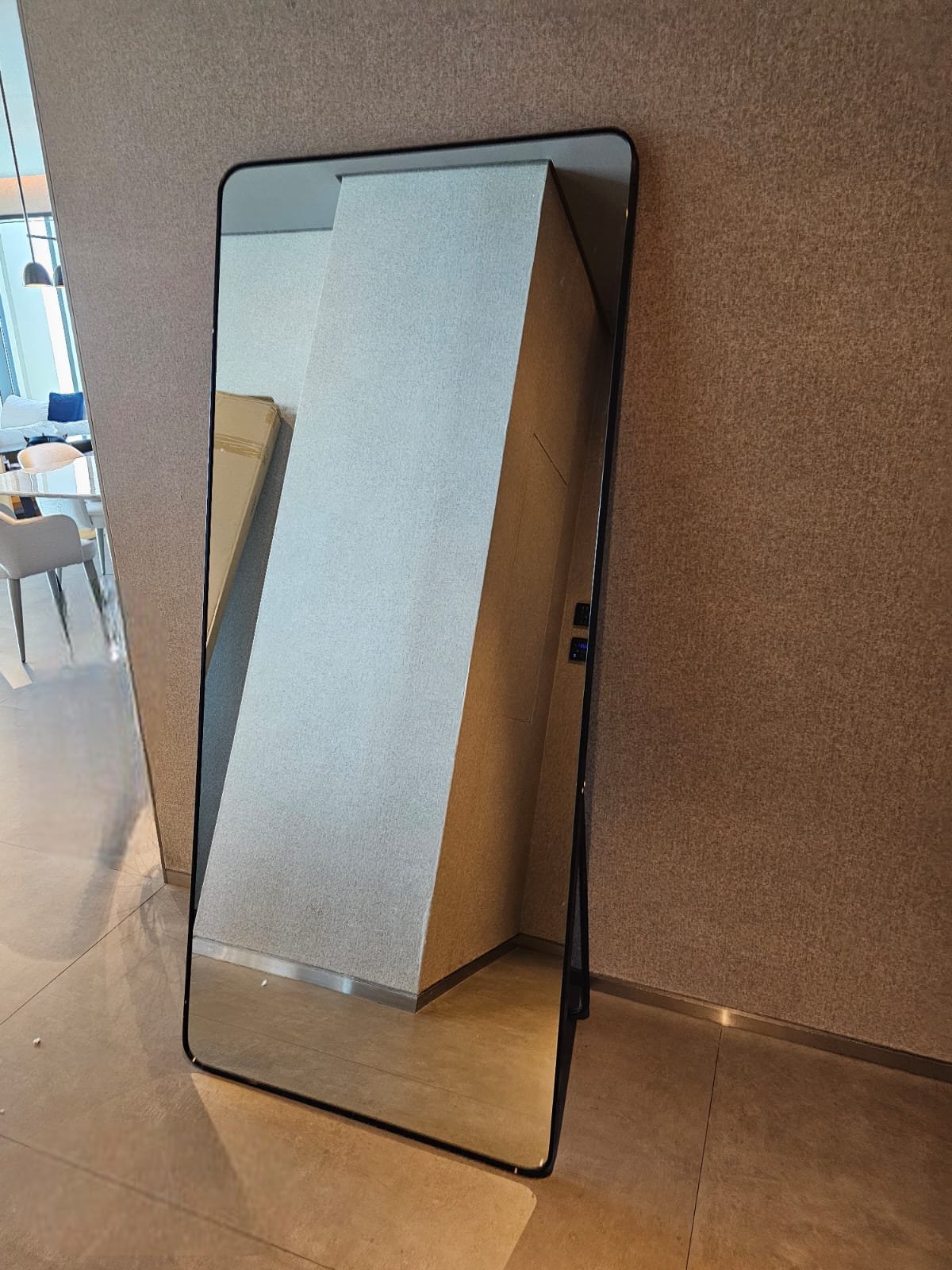 Black rectangular aluminum floor Mirror 114416 - SHAGHAF HOME